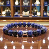 Bracelet homme en perles Onyx noir & Lapis Lazuli