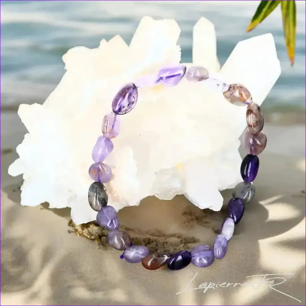 Bracelet pierre roulée en Cacoxénite "Super Seven" - La Pierre FR