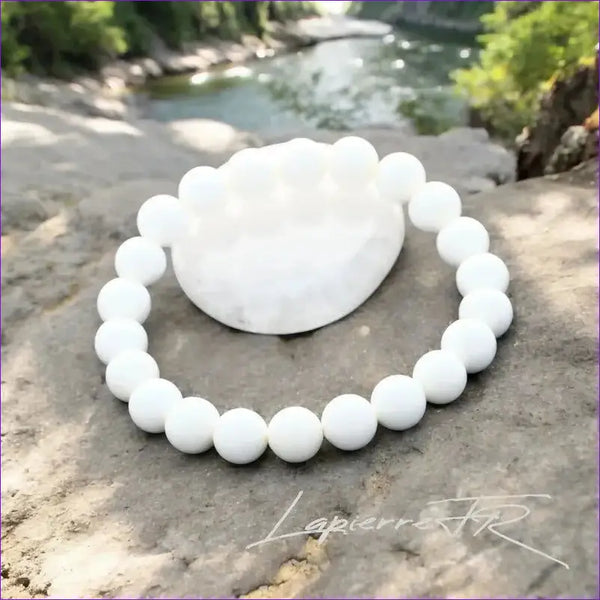 Bracelet perle naturelle Coquillage blanc pour protection, pureté et sérénité