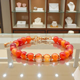 Bracelet Cornaline AURA® – perles 6 mm en pierre naturelle & dorée