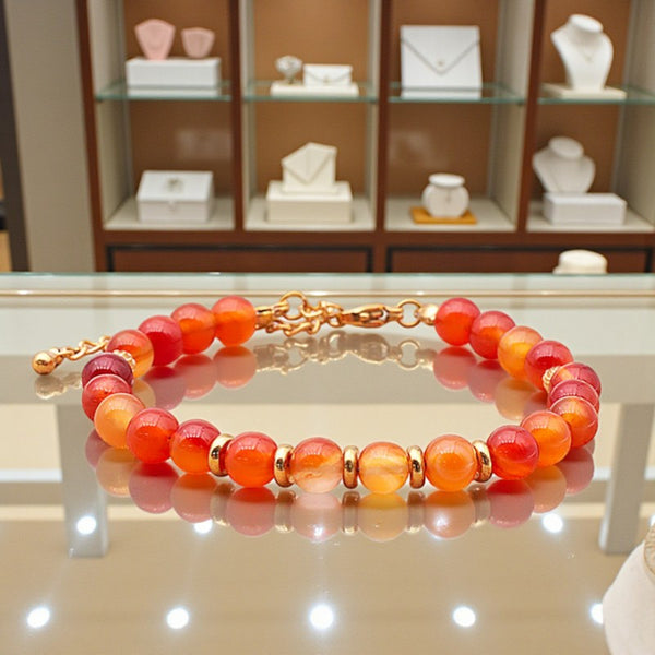 Bracelet Cornaline AURA® en perles de pierre naturelle 6 mm avec montage doré