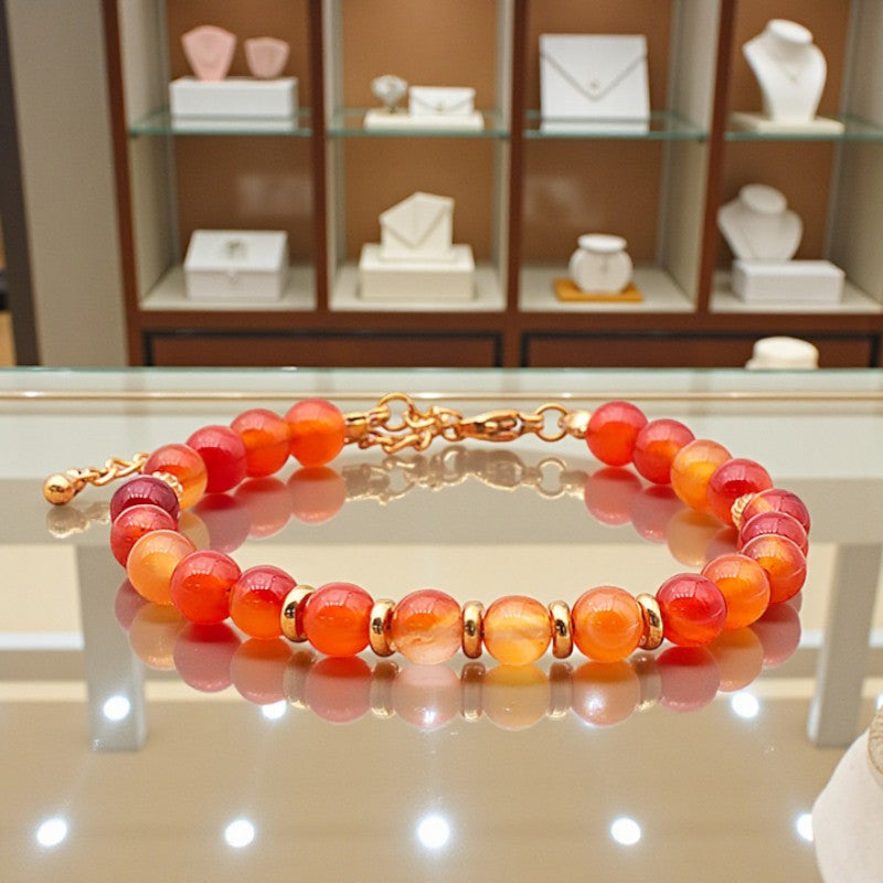 Bracelet Cornaline AURA® en perles de pierre naturelle 6 mm avec montage doré