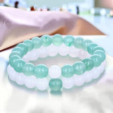 Duo de bracelets couple quartz rose et aventurine, perles 8 mm