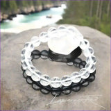 Bracelet pierre naturelle véritable Cristal de Roche transparent, perles rondes pour lithothérapie, amplification énergétique et clarté mentale.