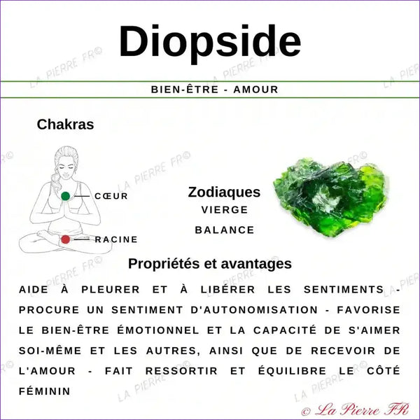 Bracelet pierre roulée en Diopside - La Pierre FR