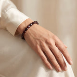 Bracelet Grenat Rouge en Pierres Roulées de 6 mm, Élastique