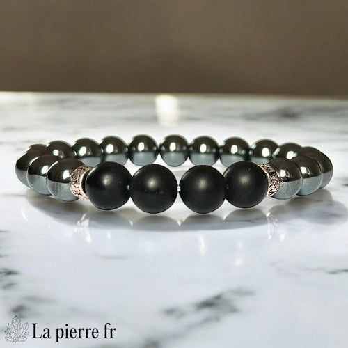 Bracelet Homme Onyx Dépoli & Hématite 10mm