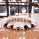 Bracelet homme en perles Onyx noir & Howlite blanche