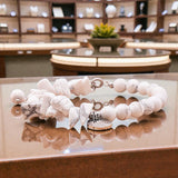 Bracelet Howlite blanche DUO® – pierre baroque et perles rondes