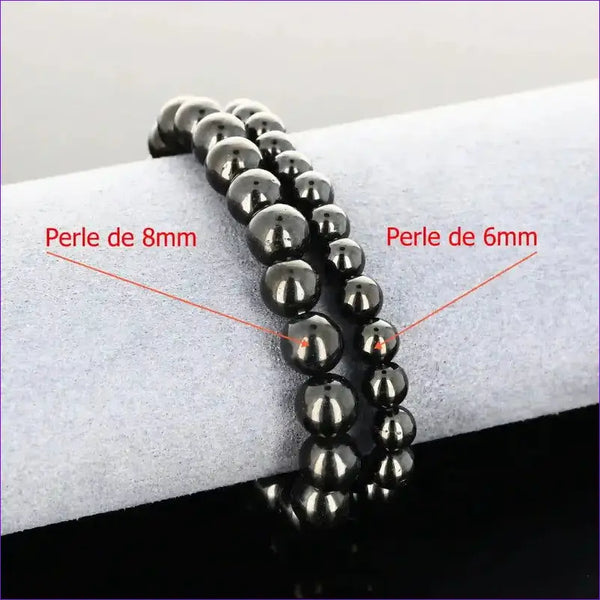 Bracelet élastique perles naturelles Jais (Jett) 6mm noir Mongolie par La Pierre Fr