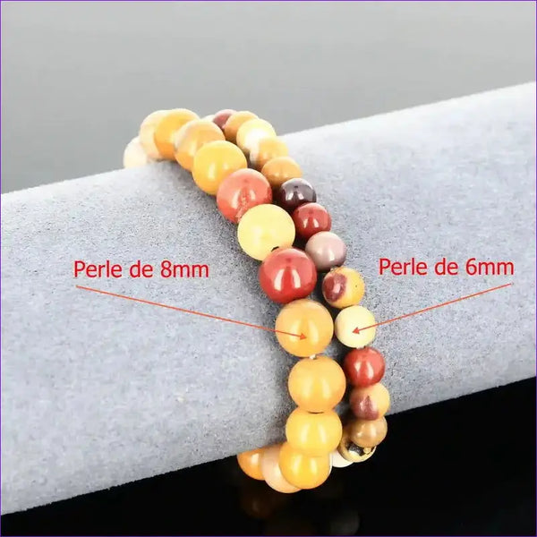 Bracelet élastique perles naturelles Jaspe Mokaïte 6mm Australie par La Pierre Fr