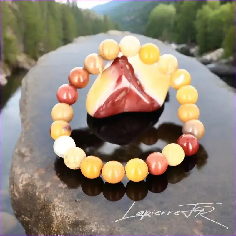 Bracelet lithothérapie en Jaspe Mokaïte pour stimuler l'action, l'aventure et l'équilibre