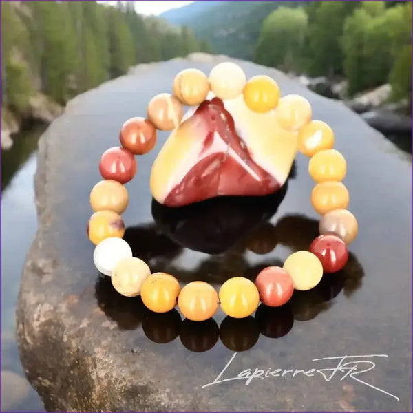 Bracelet lithothérapie en Jaspe Mokaïte pour stimuler l'action, l'aventure et l'équilibre
