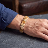 Bracelet Jaspe Paysage Homme et Femme, Plaques Plates de 14 mm sur Élastique
