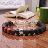 Bracelet boule homme en perles Onyx noir & Œil de Taureau