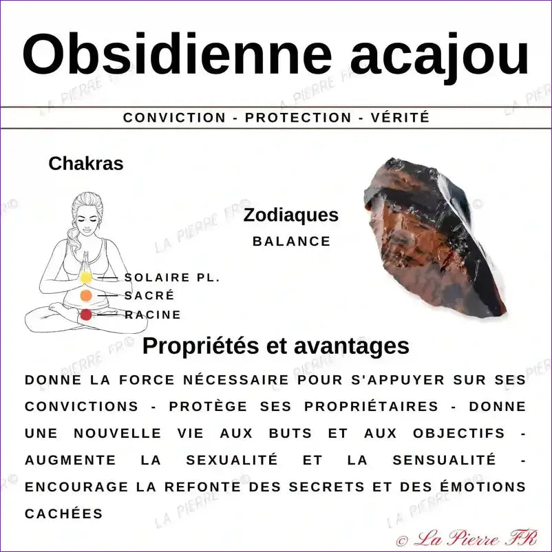 vertus du bracelet pierre naturelle Obsidienne acajou - La Pierre FR