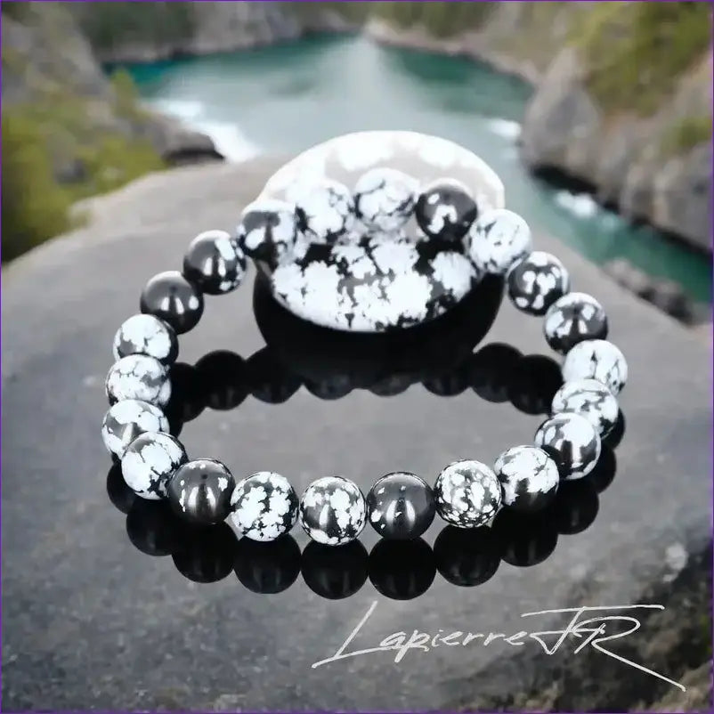 Bracelet pierre naturelle Obsidienne neige - La Pierre FR