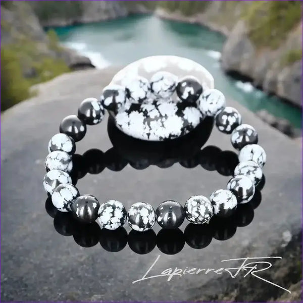 Bracelet pierre naturelle Obsidienne neige - La Pierre FR