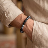 Bracelet Obsidienne Neige Homme et Femme, Perles Rondes 6 ou 8 mm