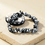 Bracelet Obsidienne Flocon de Neige en Pépites Baroques, Homme et Femme