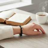 Bracelet Obsidienne noire DUO® – pierre baroque et perles rondes