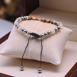 Bracelet réglable en pierres Œil de Tigre, Labradorite & Hématite