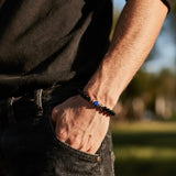 Bracelet perles Onyx noir & Lapis Lazuli homme