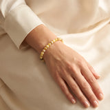 Bracelet Opale Jaune, Perles Rondes de 6 ou 8 mm sur Élastique
