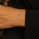 Bracelet Aigue-Marine FILÉA®, Chaîne Fine Dorée et Perles Facettées 3 mm