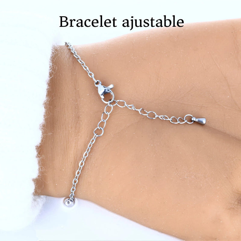 Bracelet en pierre à chaîne ajustable de 15 à 19 cm