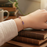 Bracelet heishi en Améthyste QUATUOR®, acier doré