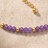 Bracelet Améthyste FILÉA®, Chaîne Fine Dorée et Perles Violettes Facettées