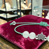 Bracelet cordon en Aventurine verte ÉTOILE®, perles 6 mm et étoile argentée