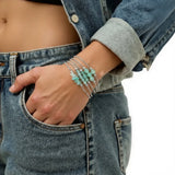 Bracelet Aventurine Verte Chaîne Argentée Acier Inoxydable