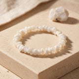 Bracelet Baroque en Pierre de Lune, Pépites Naturelles sur Élastique