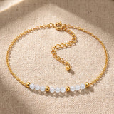 Bracelet Aigue-Marine FILÉA®, Chaîne Fine Dorée et Perles Facettées 3 mm