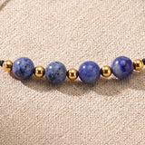 Bracelet Sodalite ALTÉA®, Pierre Bleue sur Cordon Coulissant Noir et Doré