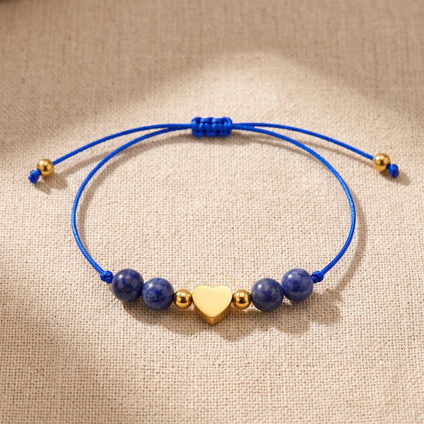 Bracelet pierre naturelle bleue CÂLINE® en sodalite, cordon coulissant