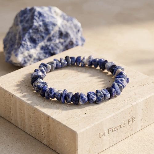 Bracelet Sodalite en Pépites Baroques, Bleu Veiné de Blanc