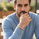 Bracelet Calcédoine Bleue “Apaisement et Expression” en perles de pierre bleue sur mesure