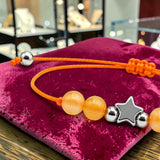 Bracelet cordon en Cornaline ÉTOILE®, perles 6 mm et étoile argentée