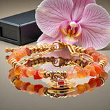 Bracelet mauvais œil en Cornaline OCULUS®, double rang doré