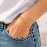 Bracelet cordon en Cornaline ÉTOILE®, perles 6 mm et étoile argentée