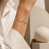 Bracelet heishi en Cristal de roche QUATUOR®, acier doré