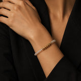 Bracelet fin en Cristal de roche FINA®, perles facettées et acier doré