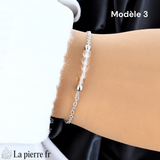 Bracelet en pierre Cristal de Roche sur chaîne argentée
