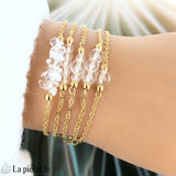 Bracelet en pierre Cristal de Roche sur chaîne dorée