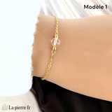 Bracelet en pierre Cristal de Roche sur chaîne dorée