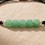 Bracelet Aventurine KUBIK®, Perles Cubes en Pierre Verte, Cordon Coulissant