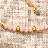 Bracelet Pierre de Lune Rose FILÉA®, Chaîne Fine Dorée et Perles Facettées